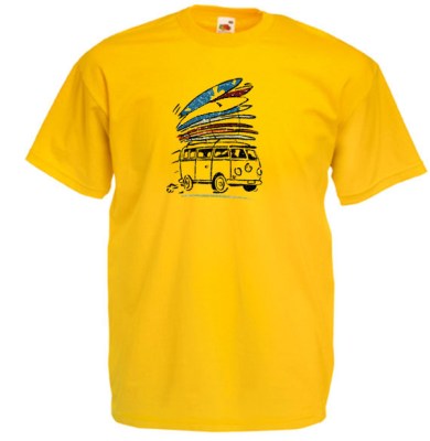 ΚΙΤΡΙΝΟ t-shirt FRUIT OF THE LOOM με στάμπα BUS